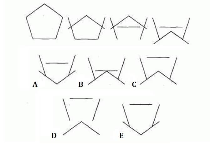 Продолжите последовательность фигур в верхнем ряду: